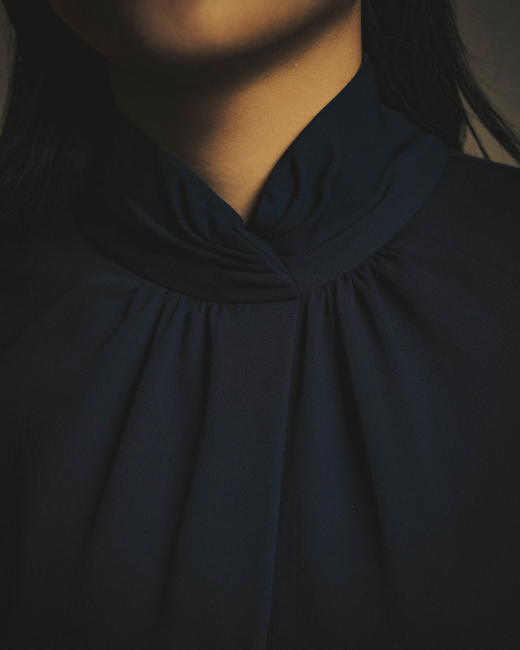 –SPECIAL– "Christian Dior" 80's-90's Sculptural high-neck long dress