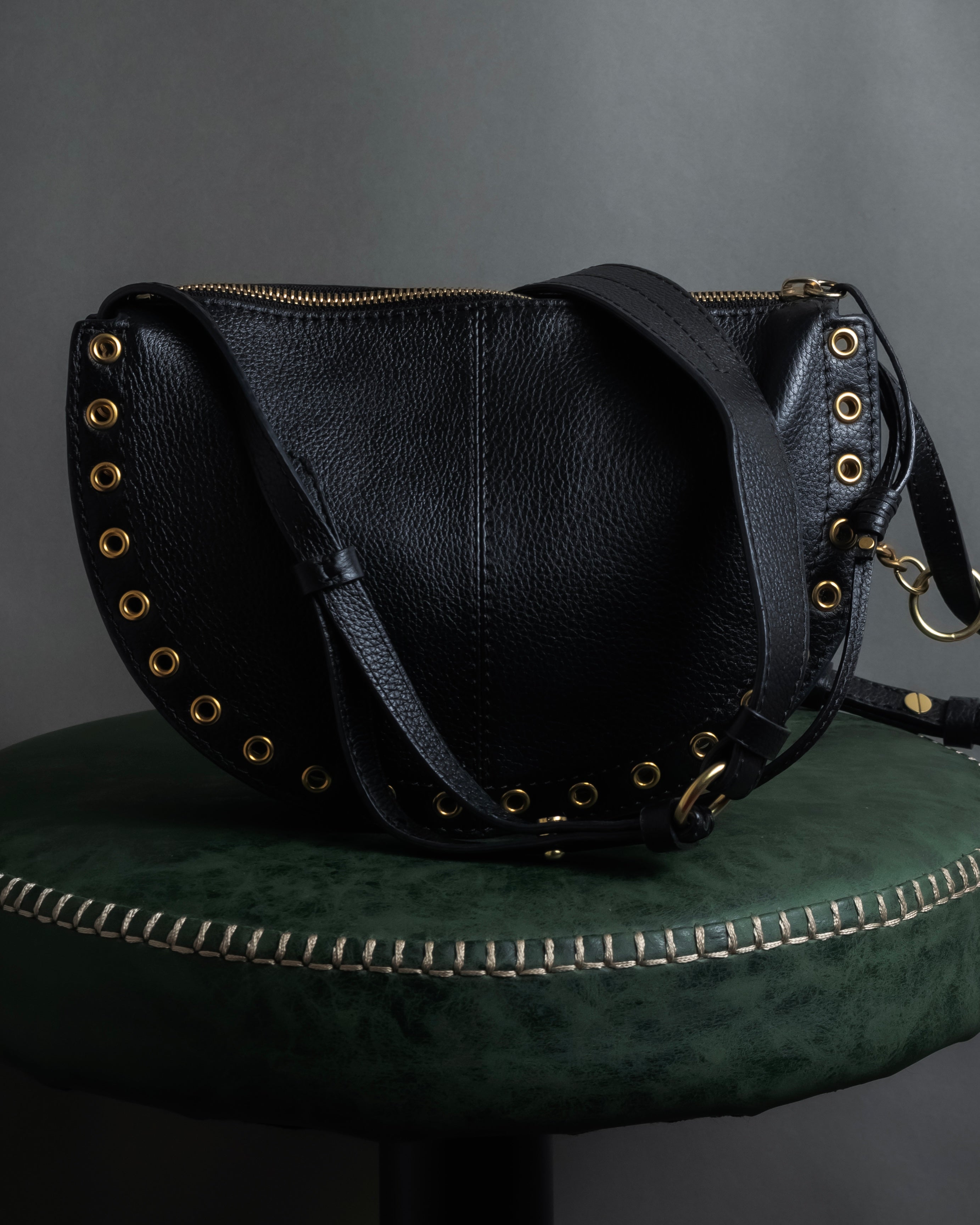"See by Chloé" Half-moon grommet-detail suede shoulder bag