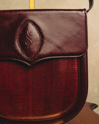 "Yves Saint Laurent" 80's-90's Burgundy embossed leather shoulder bag