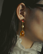 -SPECIAL- "Yves Saint Laurent" 80's-90's Vintage architectural poured glass and pearl drop earrings