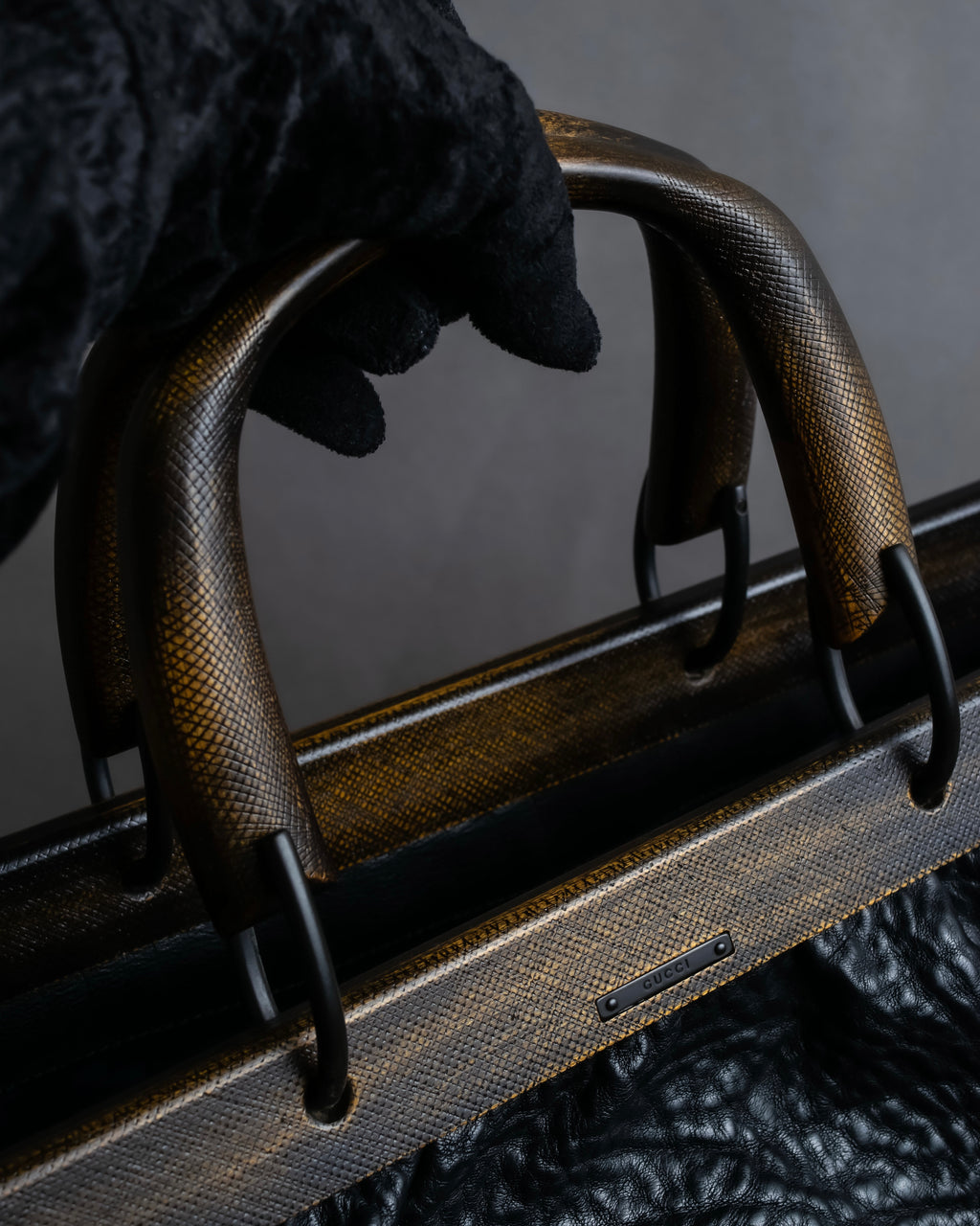 "GUCCI" Bamboo essence horizontal leather handbag