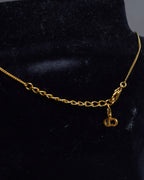 "Christian Dior" Round plate motif gold necklace