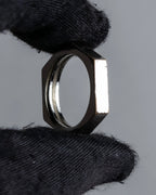 "MAISON MARGIELA" Numbered logo engraved hexagonal silver ring