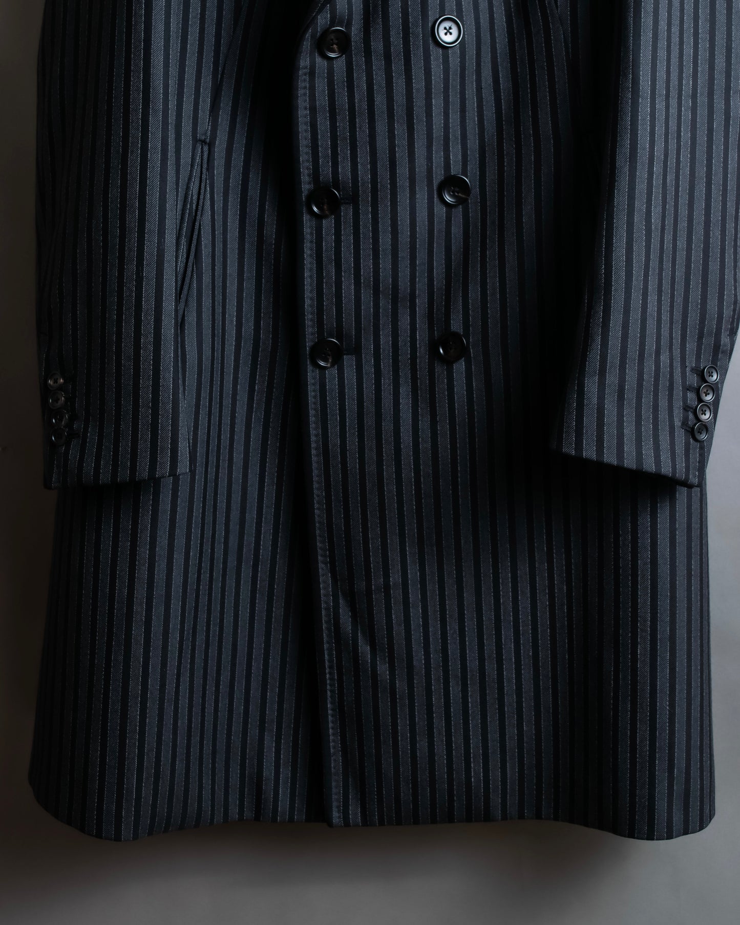 "GUCCI" Velour upper collar design thick stripe pattern chester coat