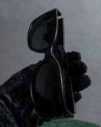 "CHANEL" Rhinestone &amp; Coco mark engraved black lens sunglasses