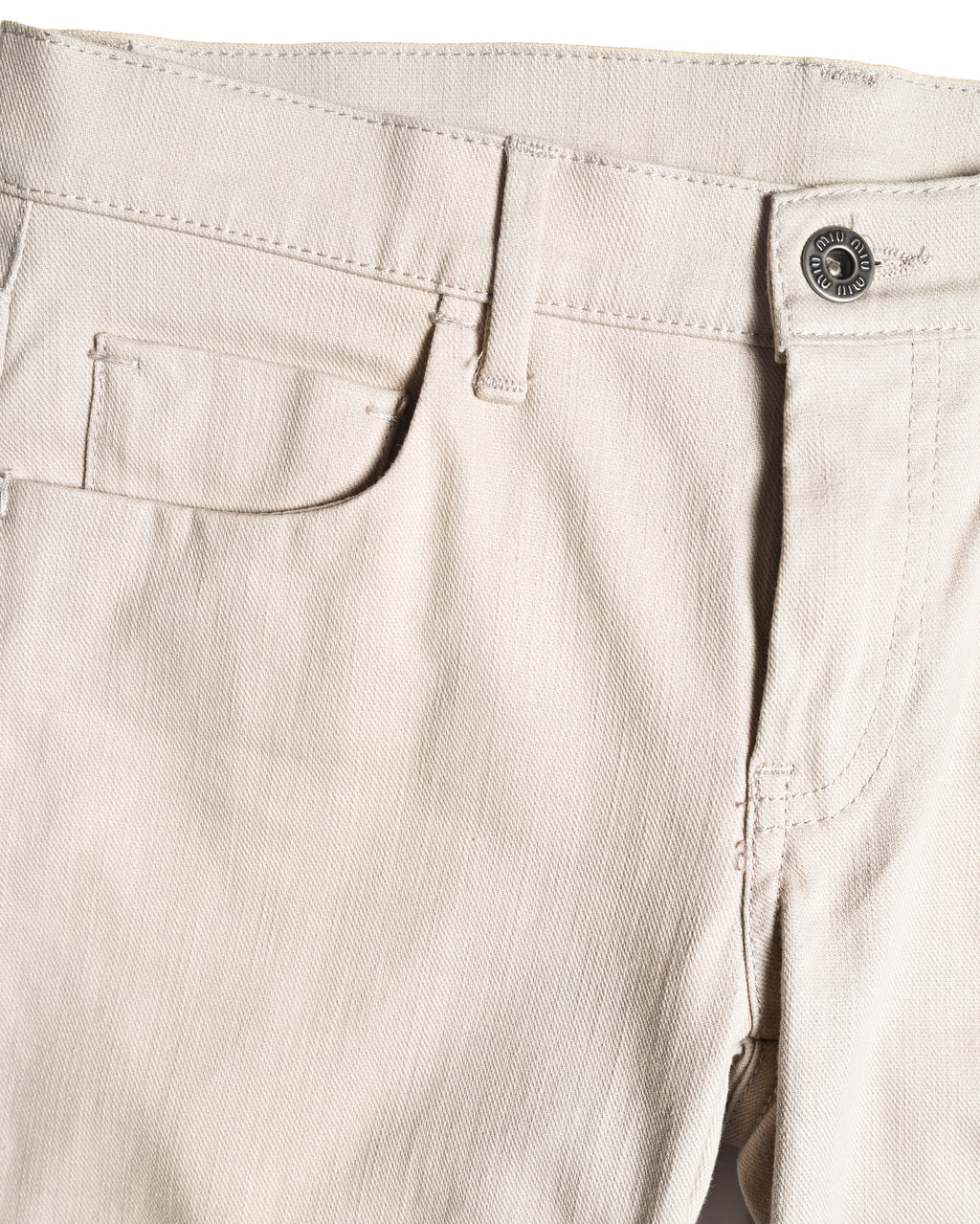 MIU MIU/ Back Metal Logo Designed Riding Pants Beige