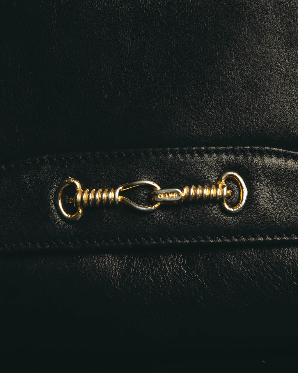 "CELINE" 70's-80's Classic horsebit leather shoulder handbag