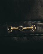 "CELINE" 70's-80's Classic horsebit leather shoulder handbag
