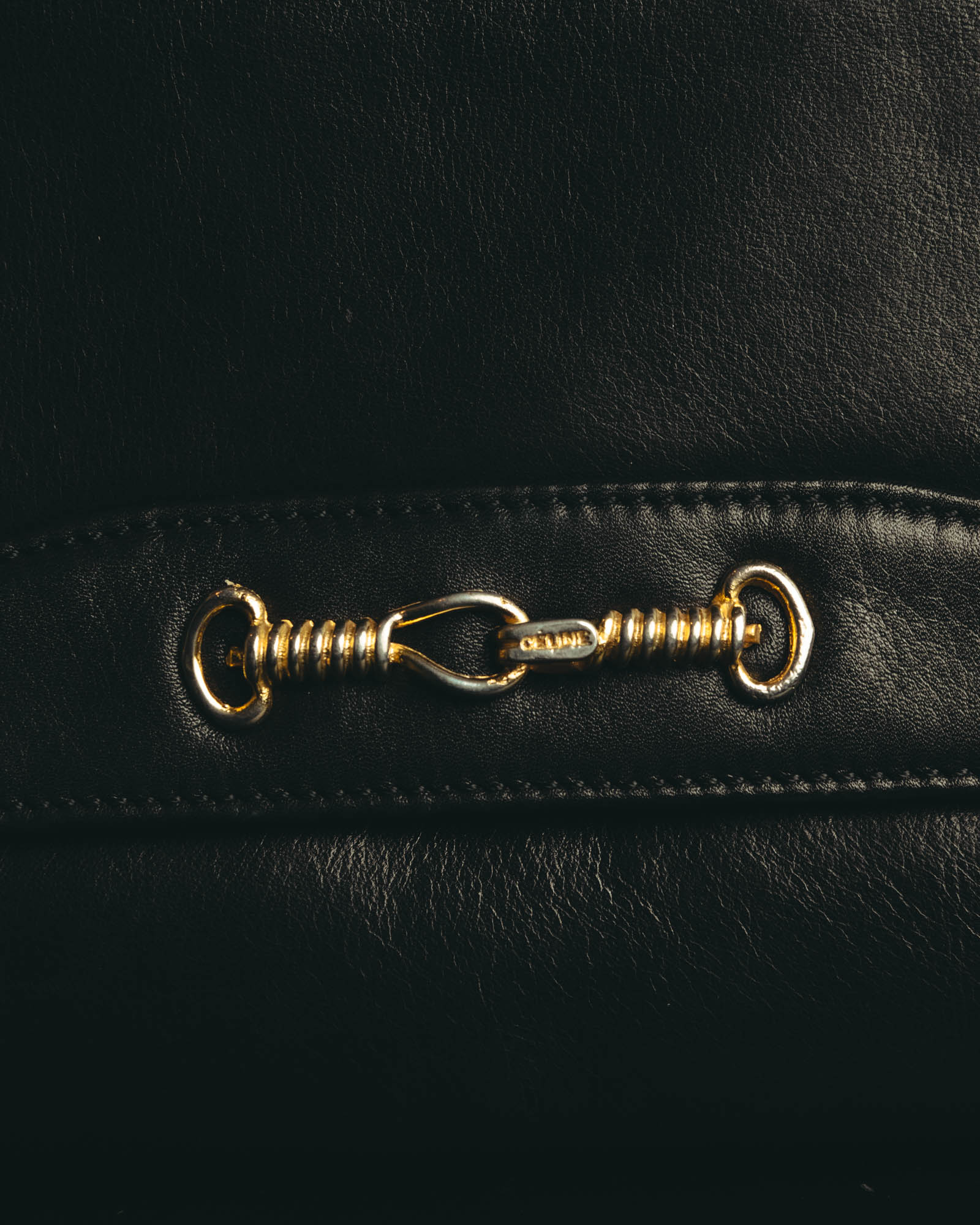 "CELINE" 70's-80's Classic horsebit leather shoulder handbag