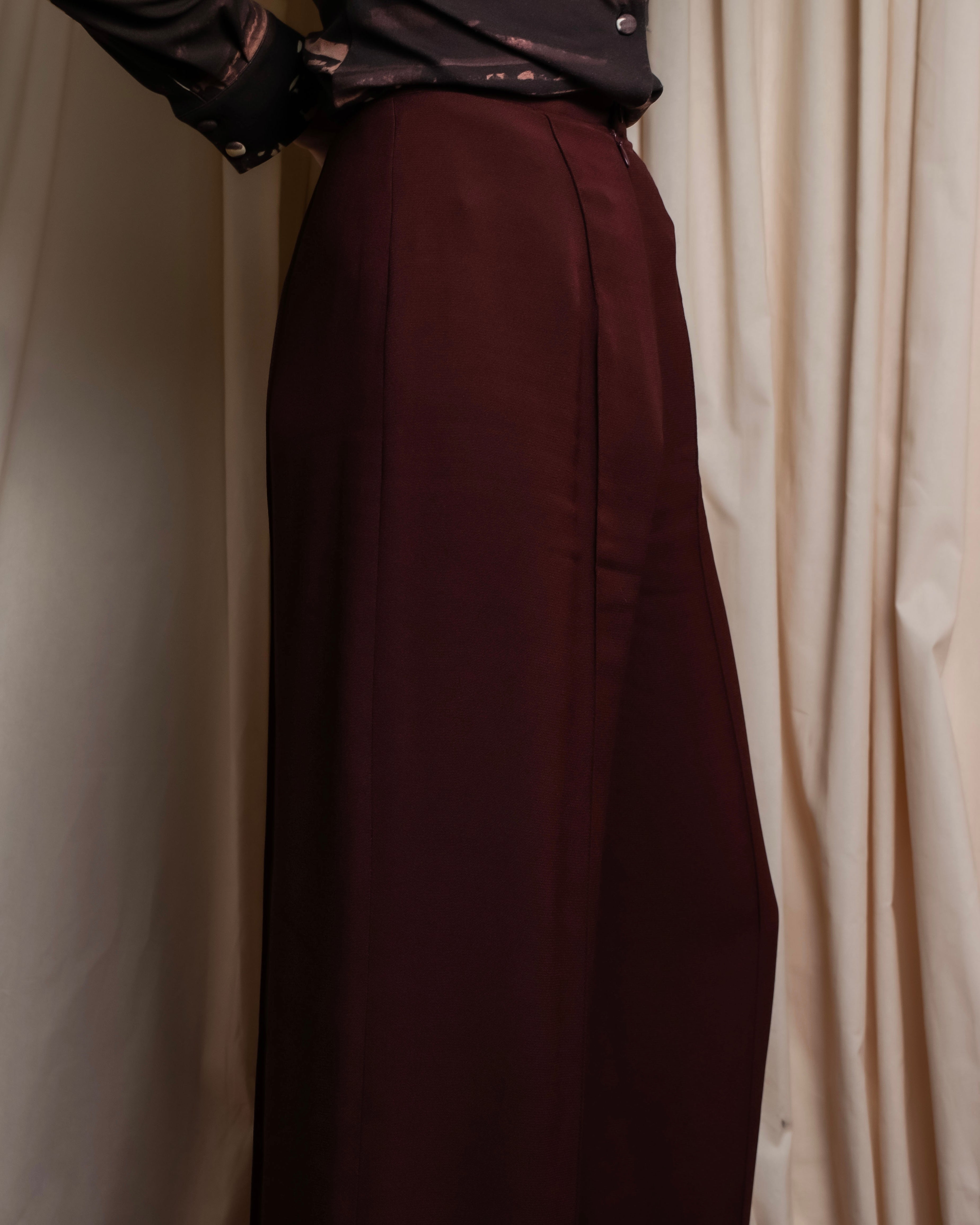 "JEAN PAUL GAULTIER" Beautiful drape burgundy wide slacks
