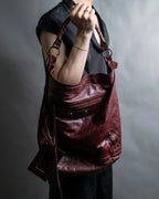 “BALENCIAGA” The Day leather one shoulder bag (burgundy)