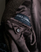 "Dolce &amp; Gabbana" Herringbone pattern slim shape chester coat