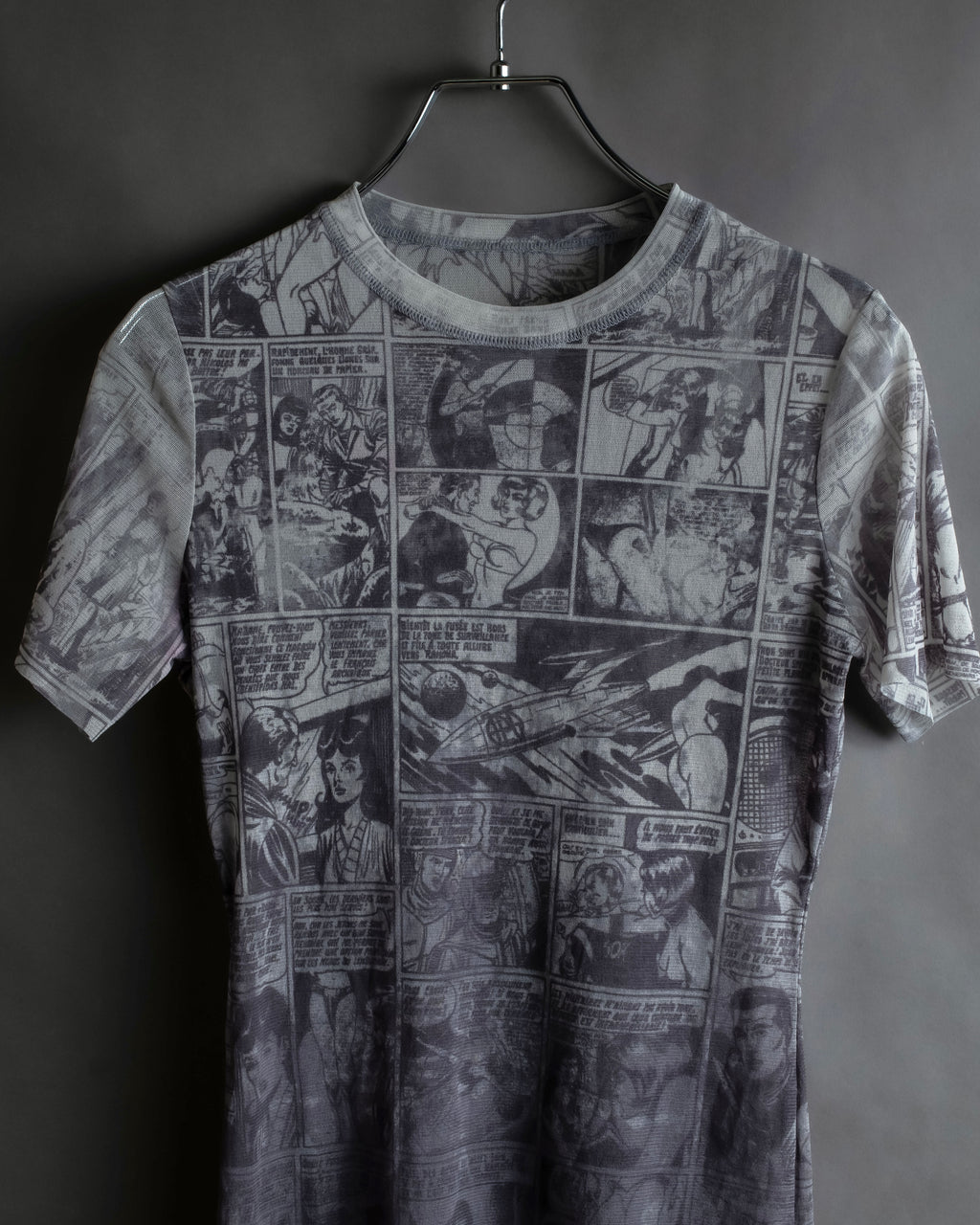 "JEAN PAUL GAULTIER JEANS" American comic book motif sheer short length pullover
