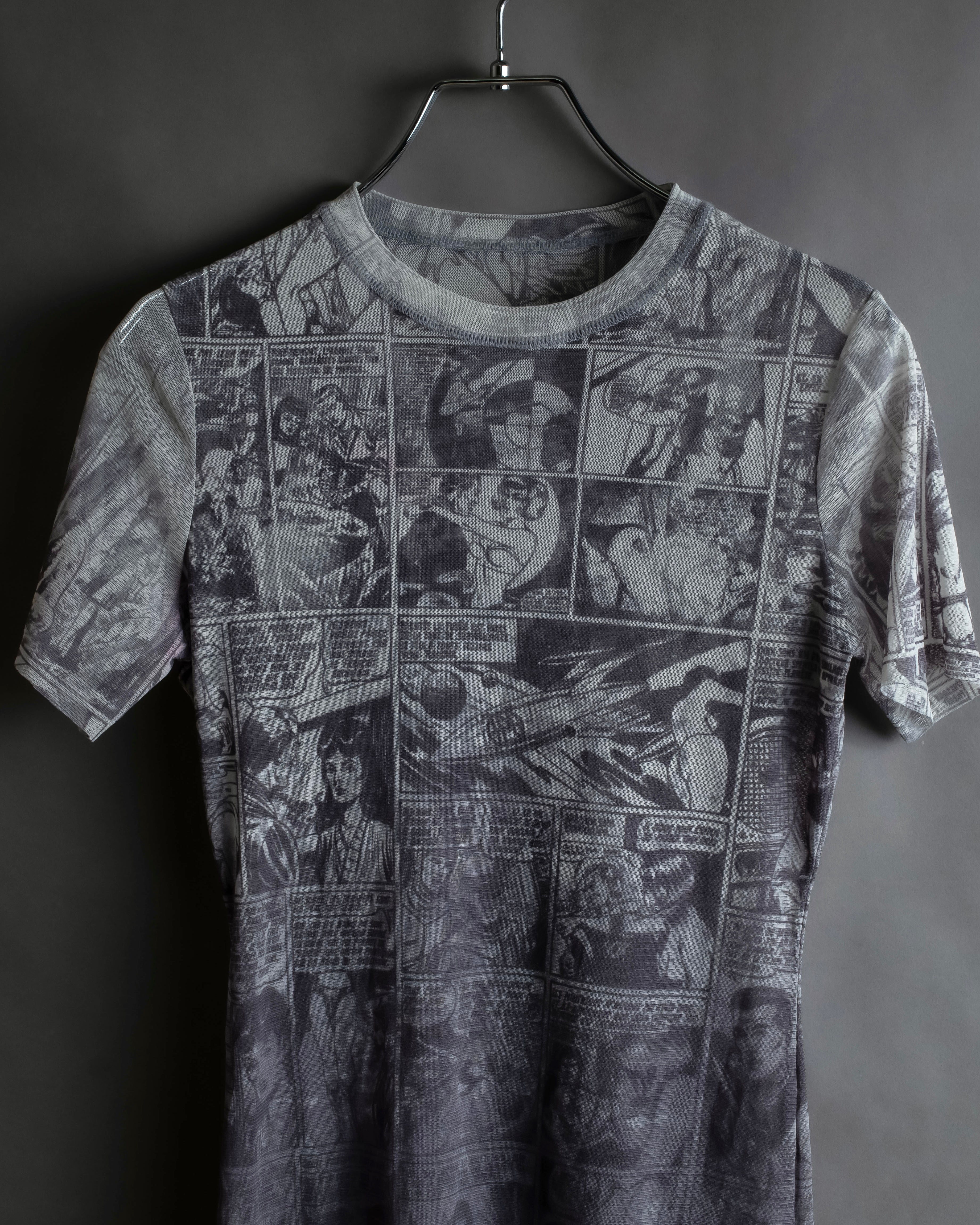 "JEAN PAUL GAULTIER JEANS" American comic book motif sheer short length pullover