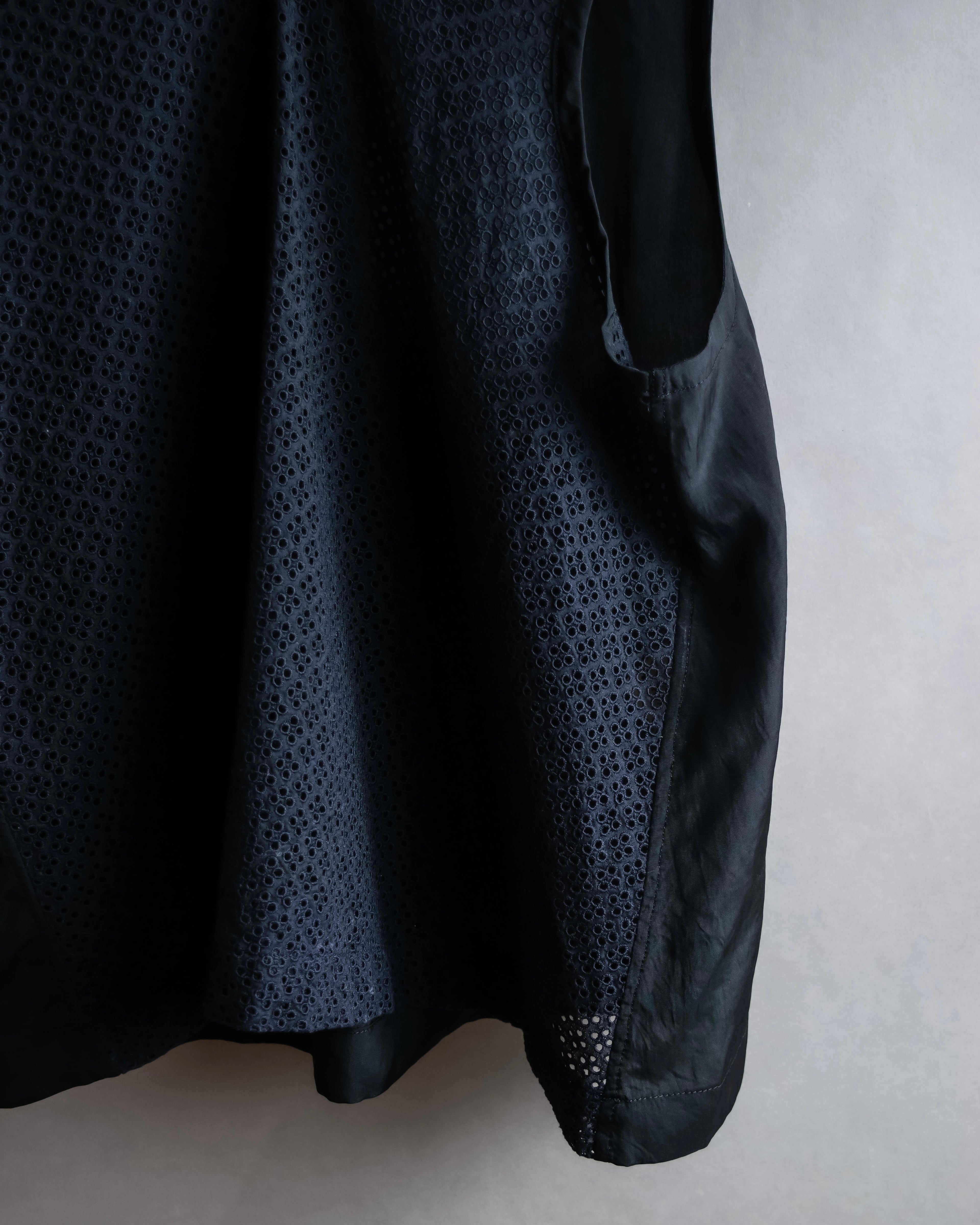 "tricot COMME des GARCONS" 96SS eyelet lace design patterned fabric switching vest