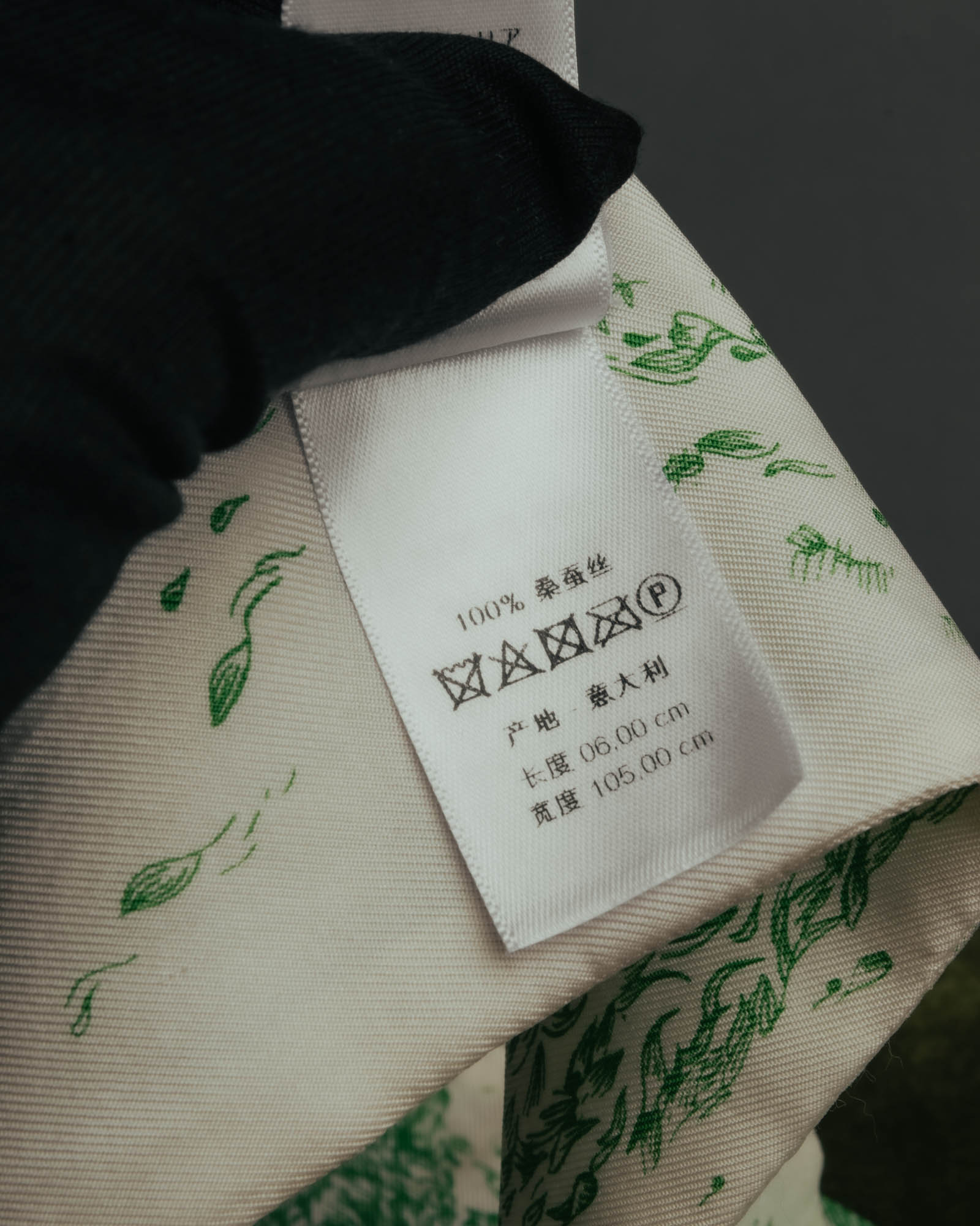 "DIOR" Green printed silk mitzah scarf