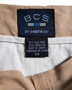 VINTAGE/ Silk & Linen Blended 2 Tuck Shorts Right Brown