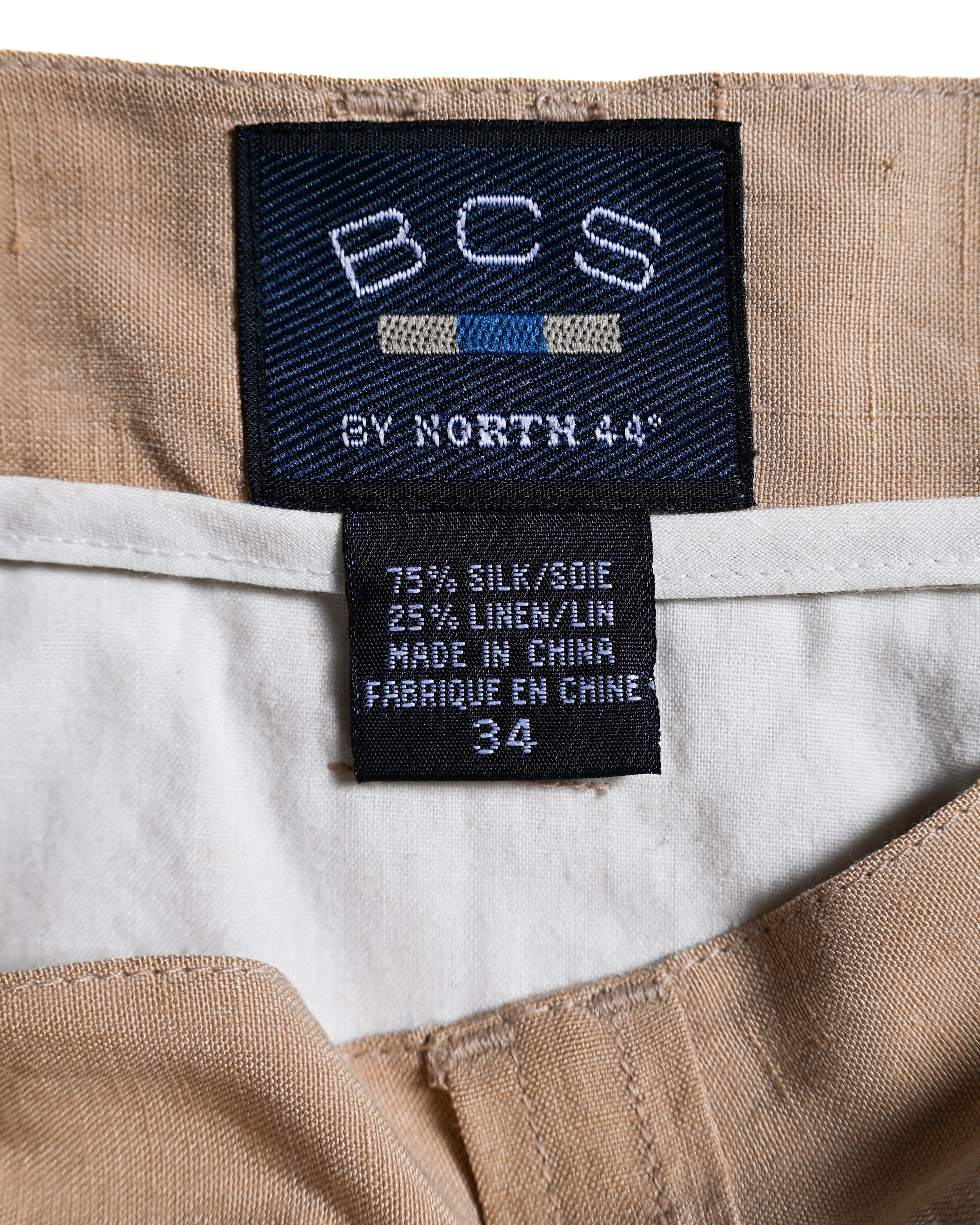 VINTAGE/ Silk & Linen Blended 2 Tuck Shorts Right Brown