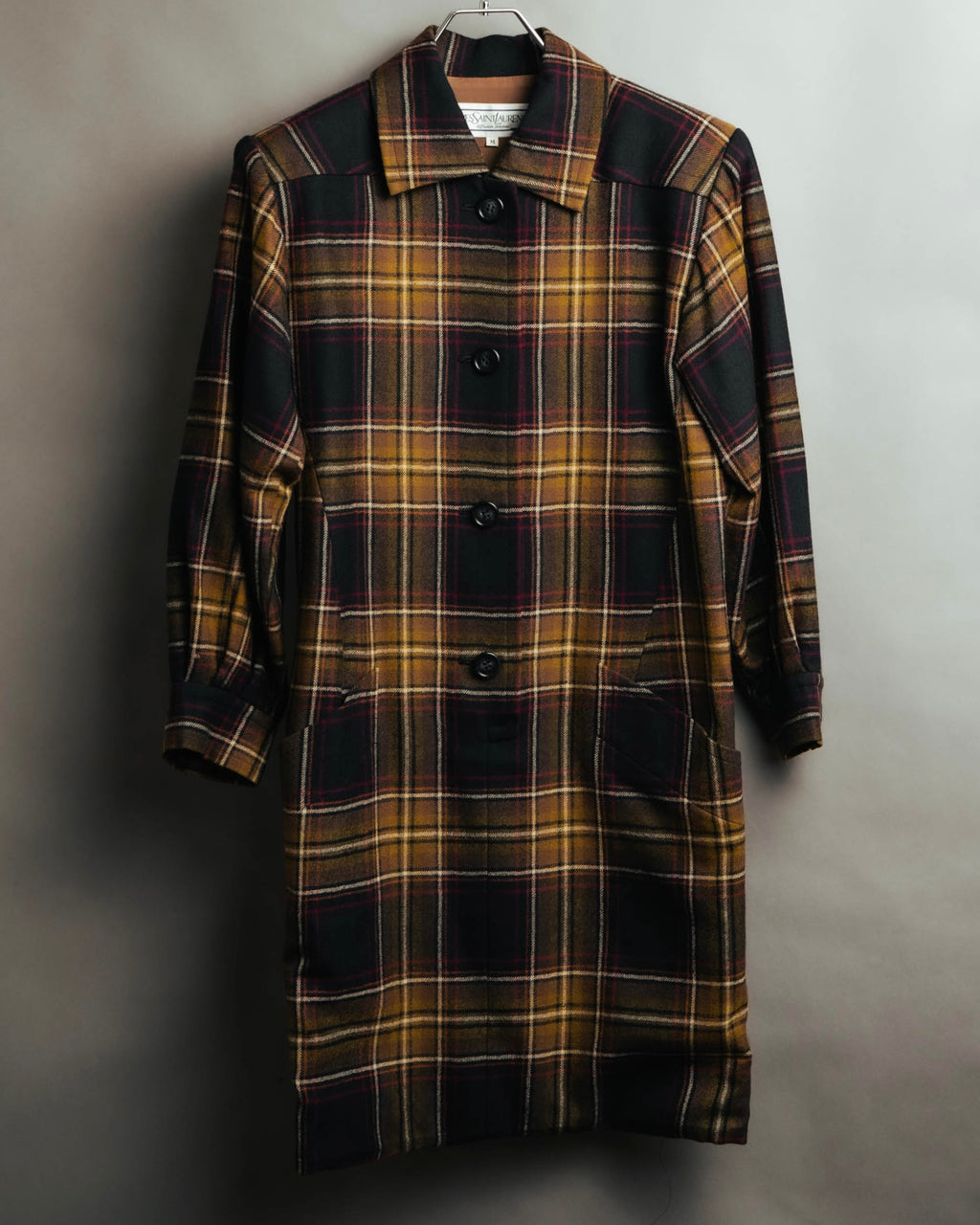 "Yves Saint Laurent" 80's-90's Plaid wool coat dress