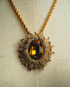 -SPECIAL- “Christian Dior” 80’s-90’s Sunburst amber glass pendant brooch