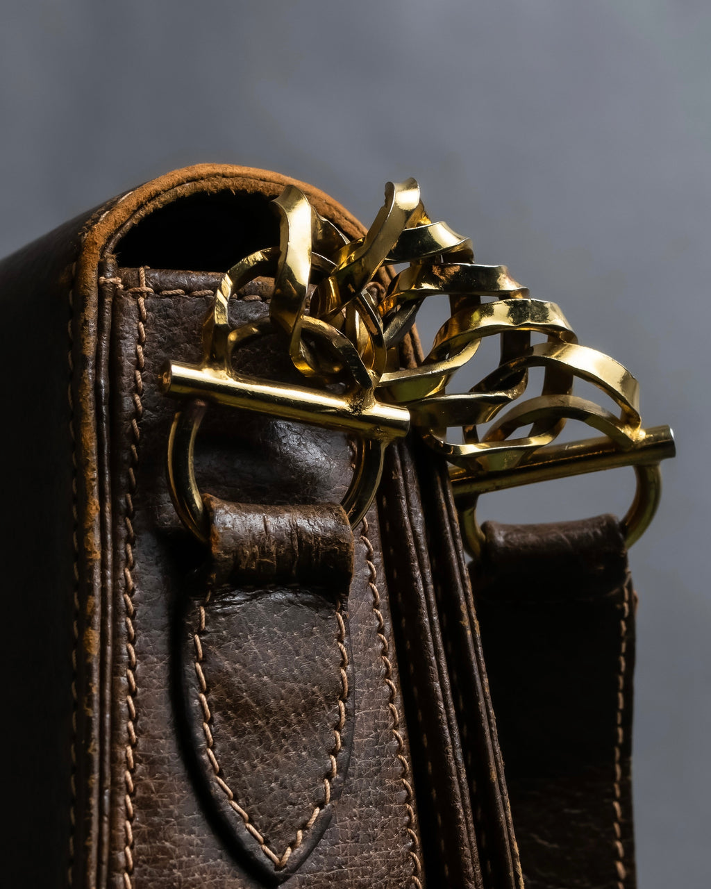 "GUCCI" Vintage horsebit motif leather shoulder bag