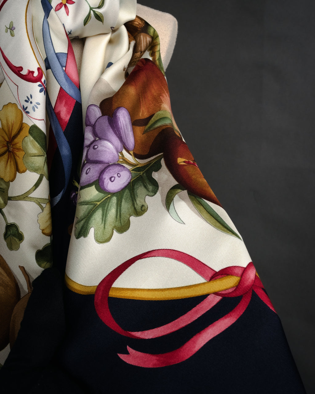 “Salvatore Ferragamo” 90’s Harvest still life silk scarf