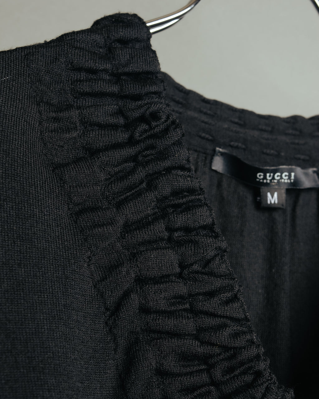 “GUCCI” 2001-2004 Tom Ford era gathered wool fringe knit top