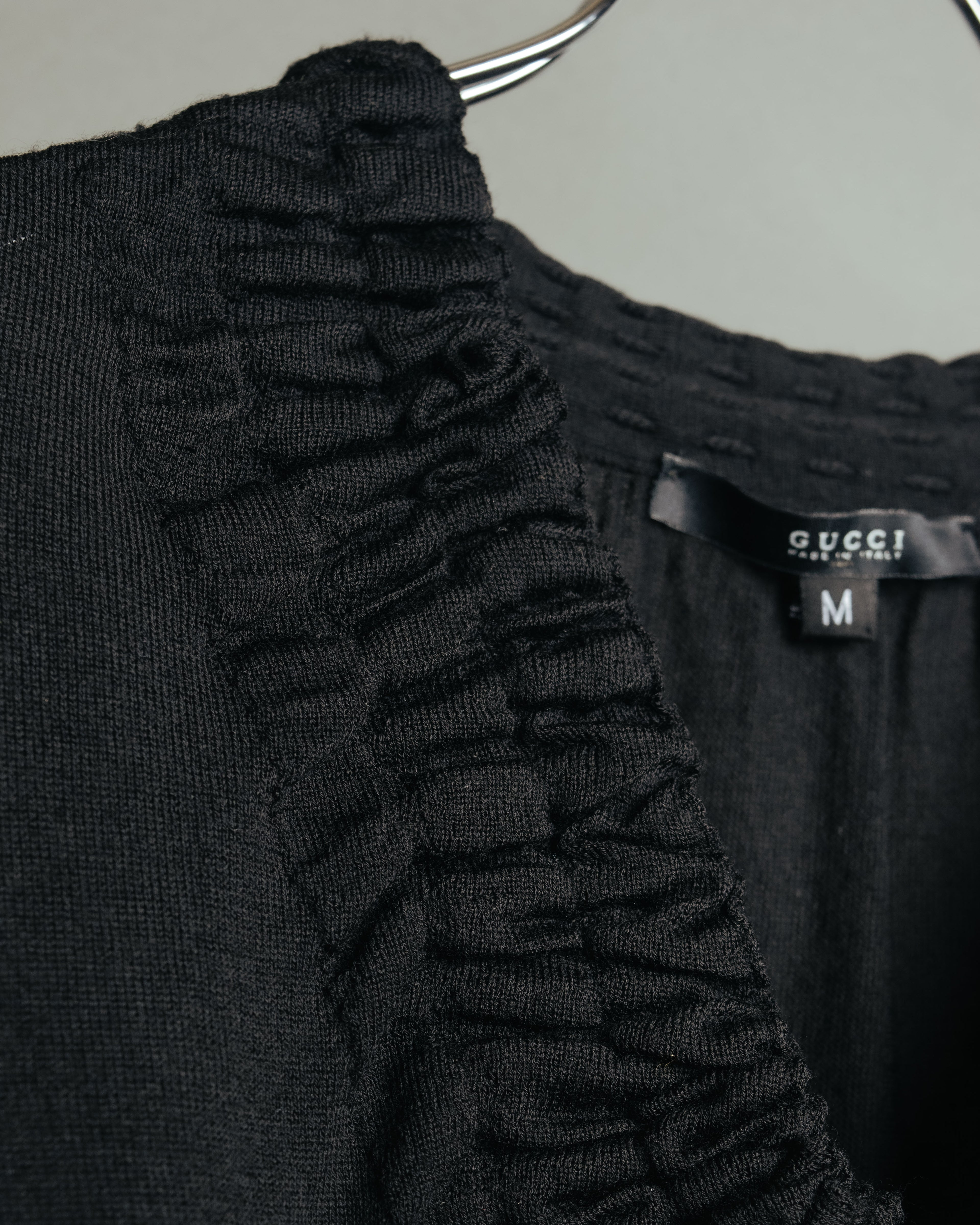 “GUCCI” 2001-2004 Tom Ford era gathered wool fringe knit top