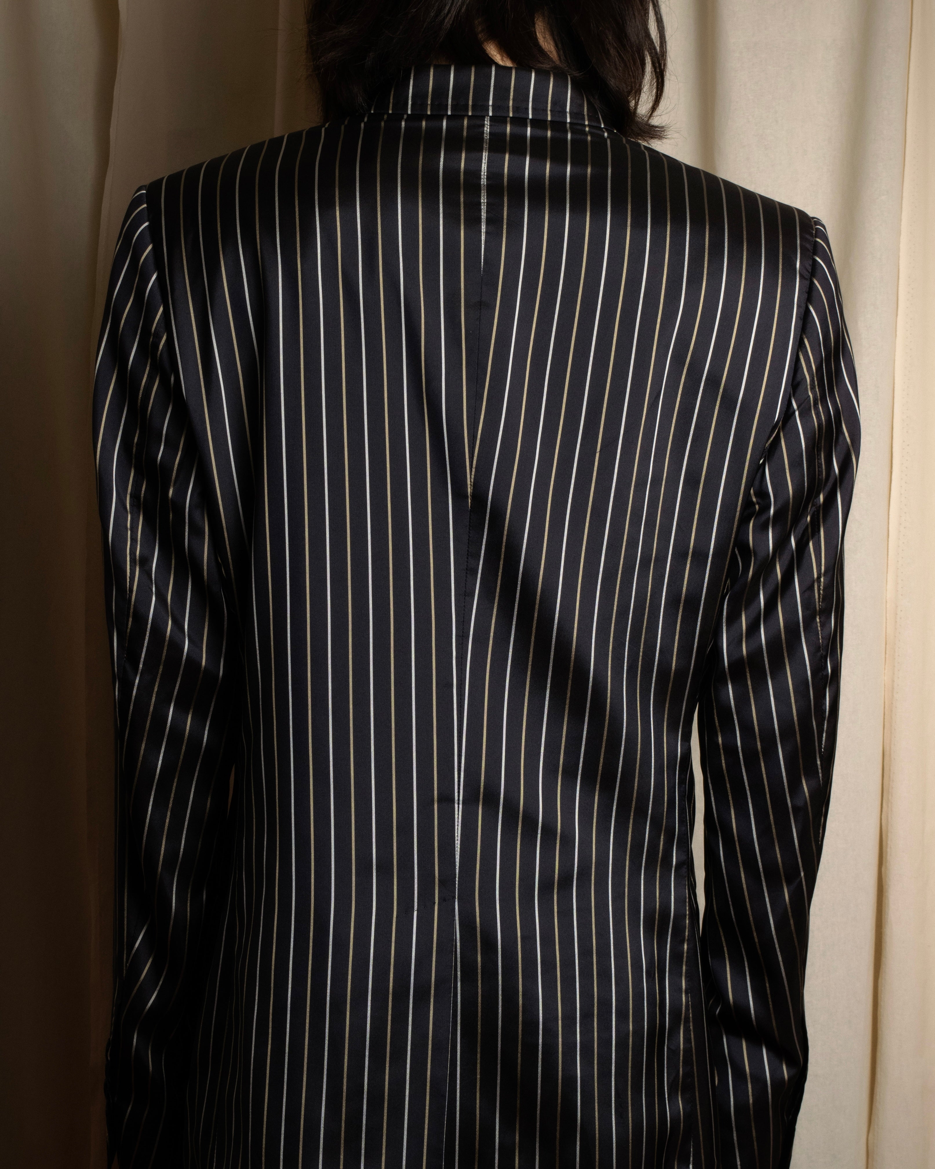 D&G DOLCE&GABBANA ネイビーダブルブレストテーラドジャケット Double-breasted wool jacket with patch in Blue for Men