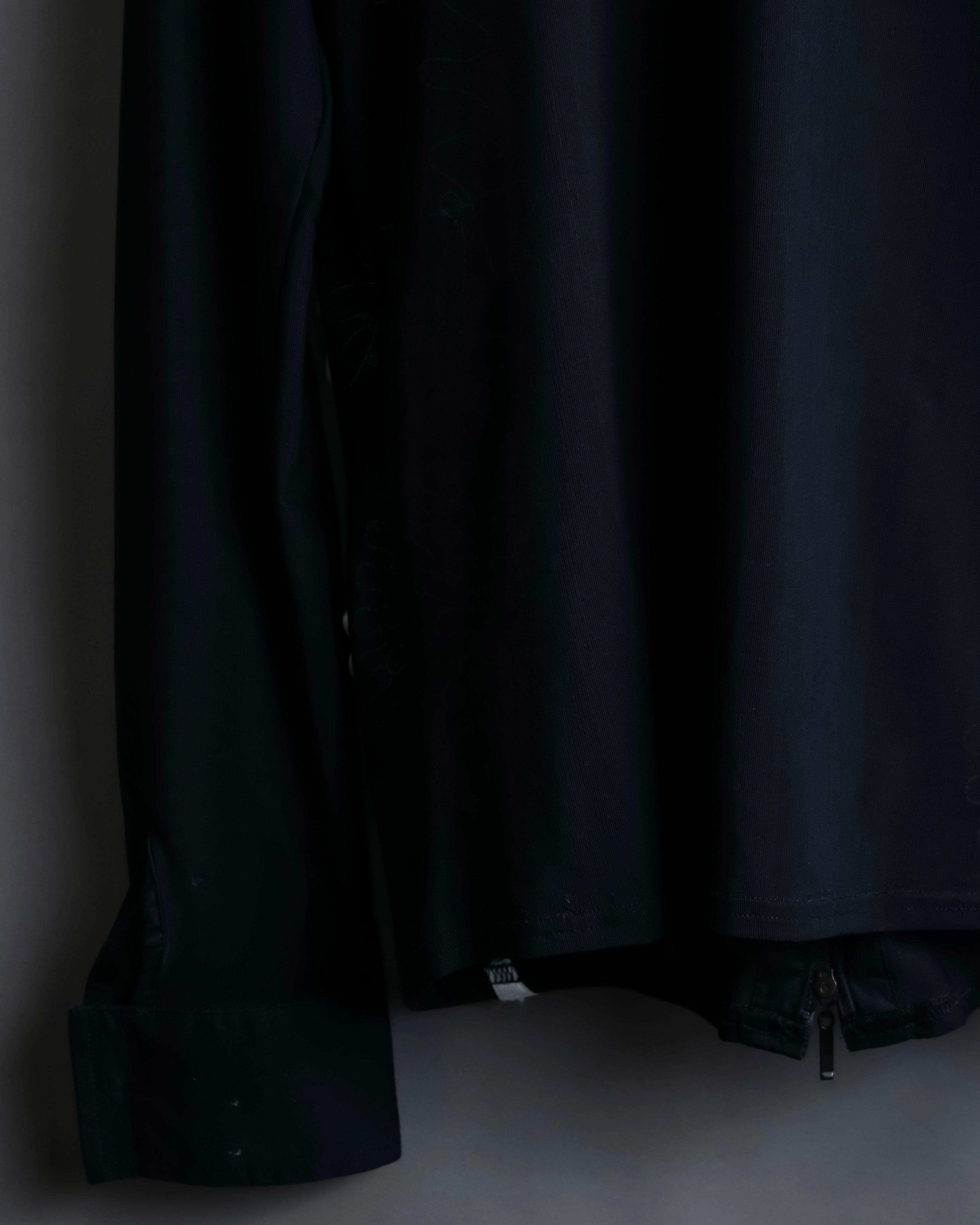 Vintage double zip ribbon flower design sheer jacket