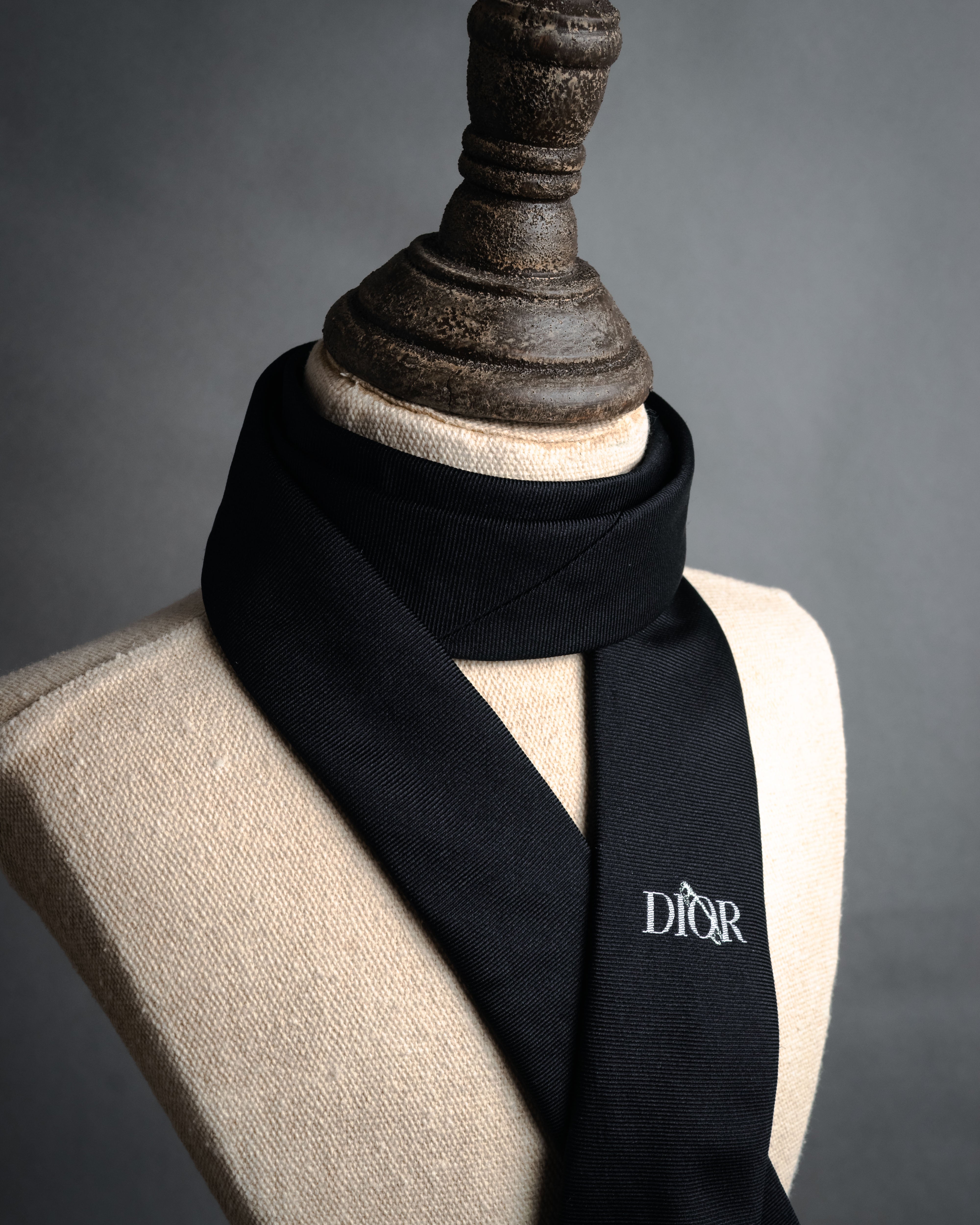 DIOR” 2019- Logo embroidered narrow tie – MOOD