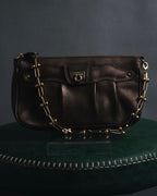 "Salvatore Ferragamo" 2000’s gathered metallic leather ball-link shoulder bag