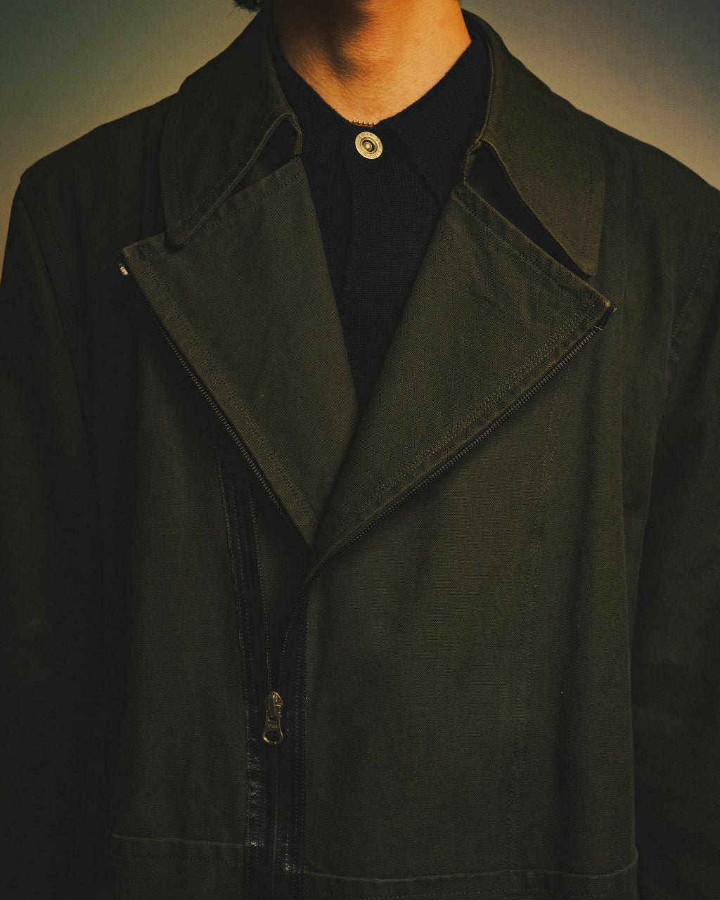 -SPECIAL- "COMME des GARÇONS HOMME" 03AW Asymmetric zip long coat