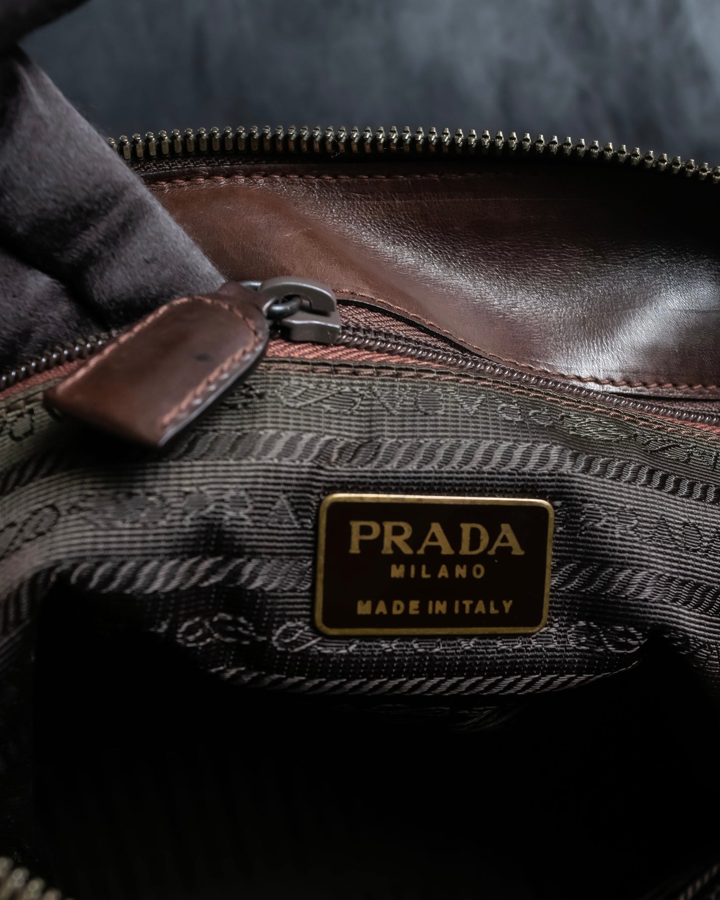 "PRADA" Brown leather chain shoulder bag