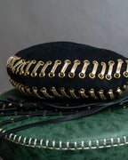 "MICHEAL KORS" Crescent fringe leather braided design shoulder bag