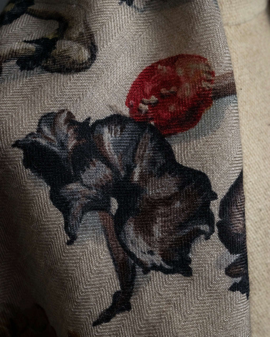 "HERMES" 80's Carré 90 Les Champignons II silk scarf