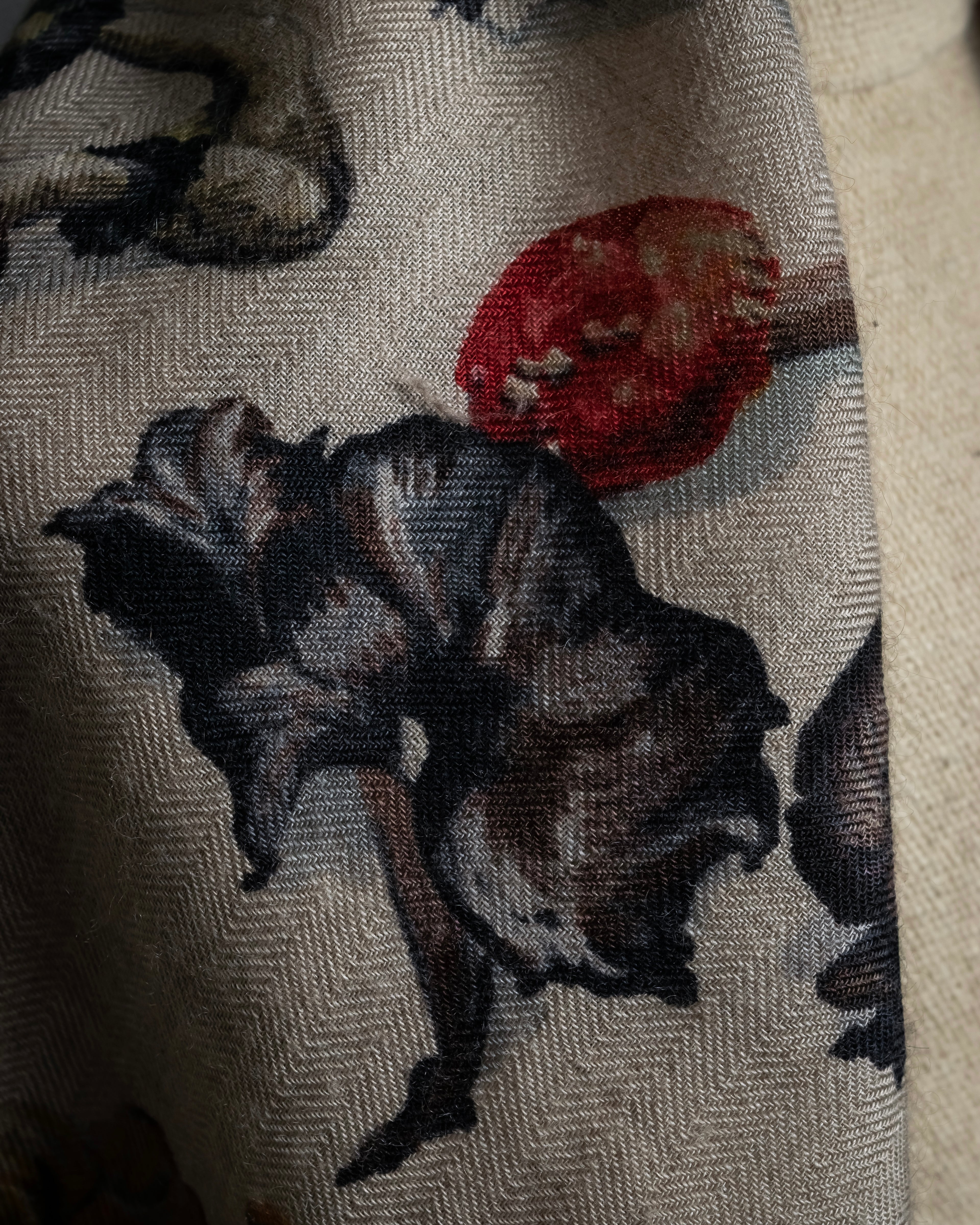 "HERMES" 80's Carré 90 Les Champignons II silk scarf