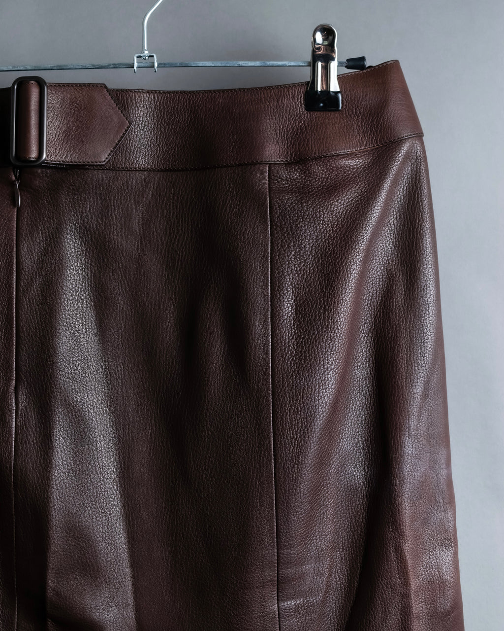 "Hermes by Gaultier" Round Pocket Wine Red Leather Skirt