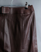 "Hermes by Gaultier" Round Pocket Wine Red Leather Skirt