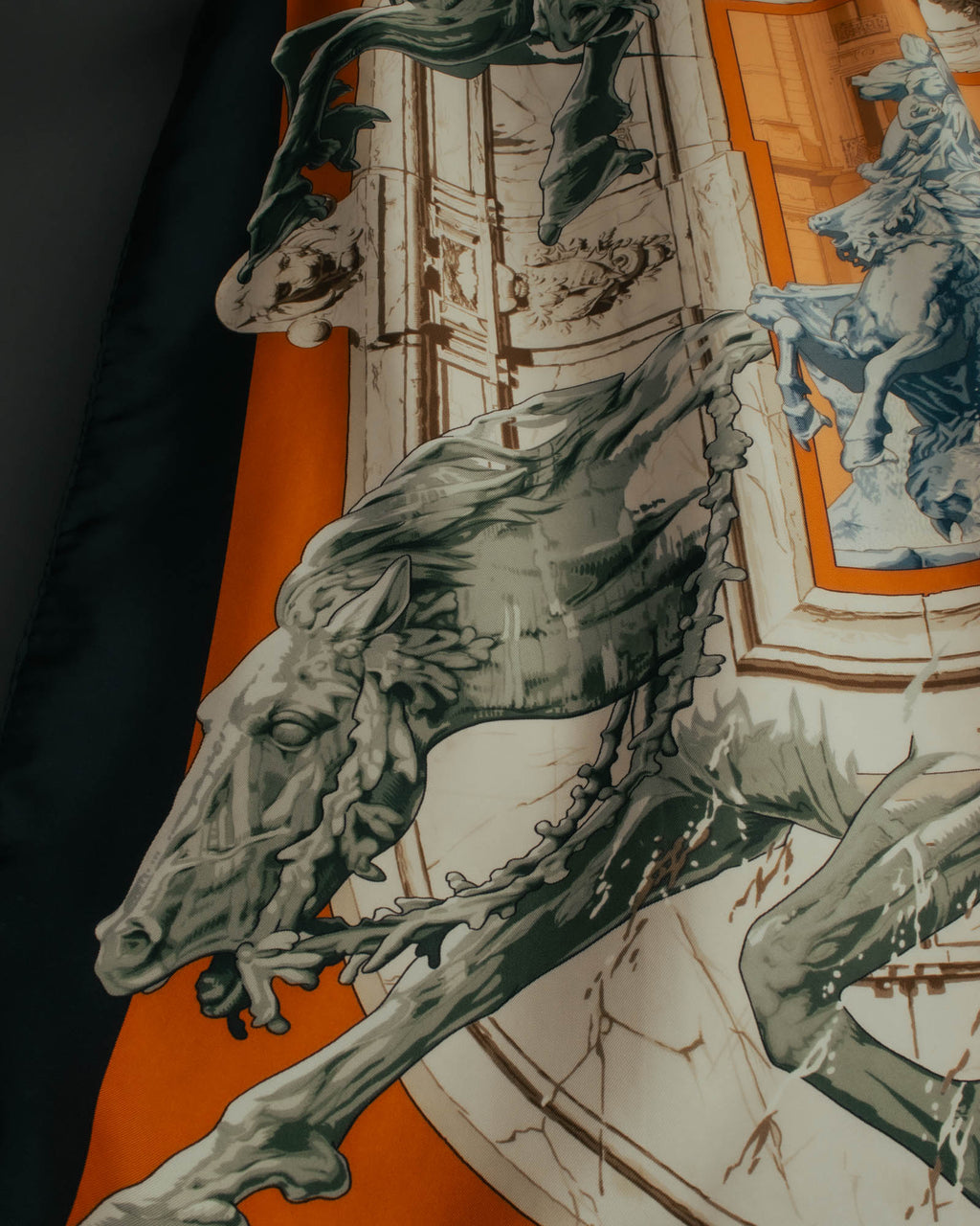 "Hermès" 90's-00's Architectural printed silk scarf