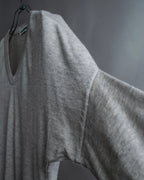 "JIL SANDER" Solid texture V neck mixed knit