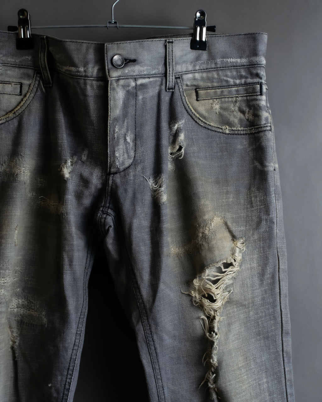 "Dolce &amp; Gabbana"Faded design gray denim pants