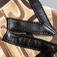 "PRADA" 1996fall Geometric pattern leather trim design mid length coat