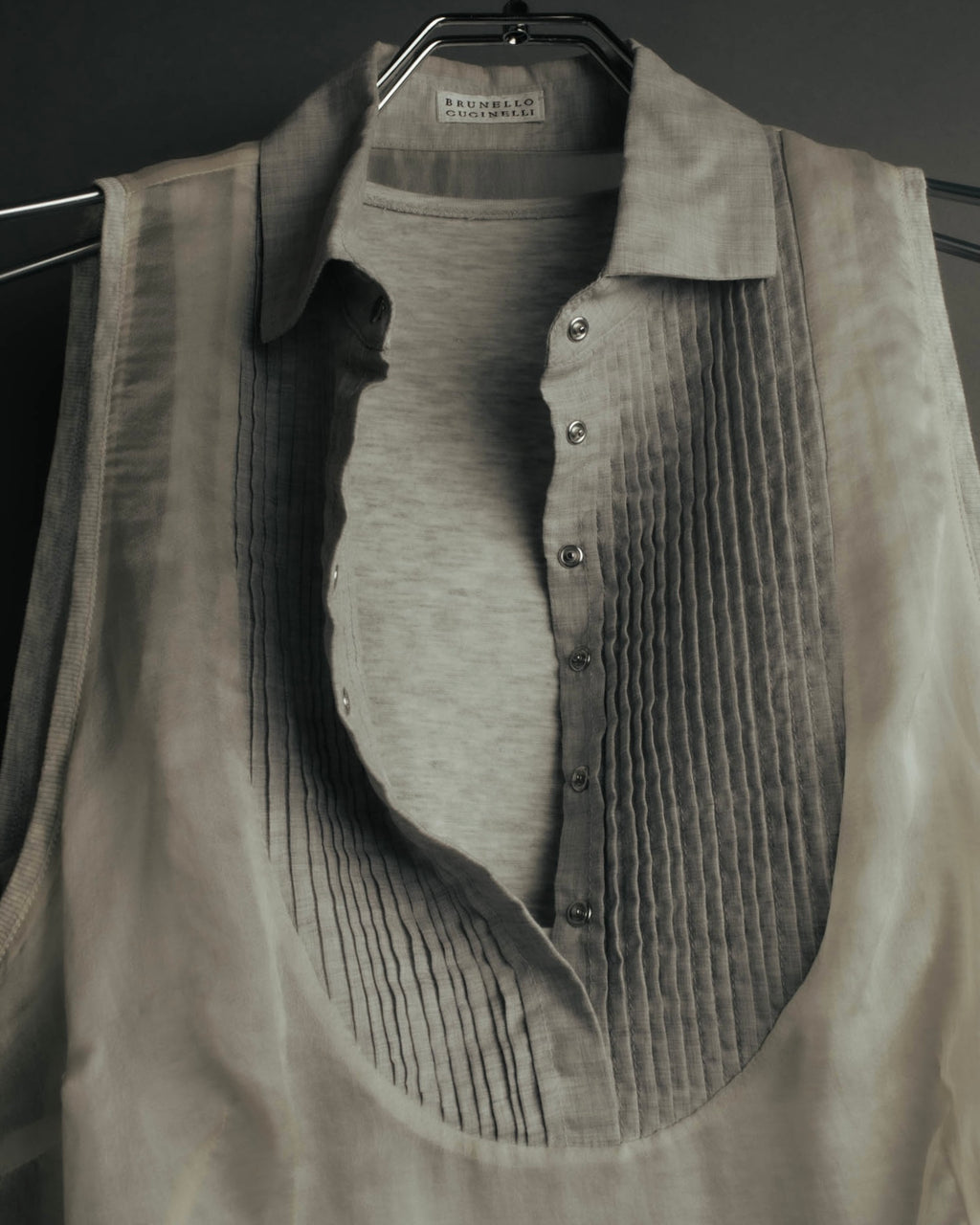 -SPECIAL- “Brunello Cucinelli” 00’s-10’s Sheer layered sleeveless tunic dress