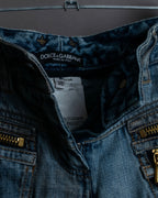"Dolce & Gabbana" Gold zip detail distressed straight denim