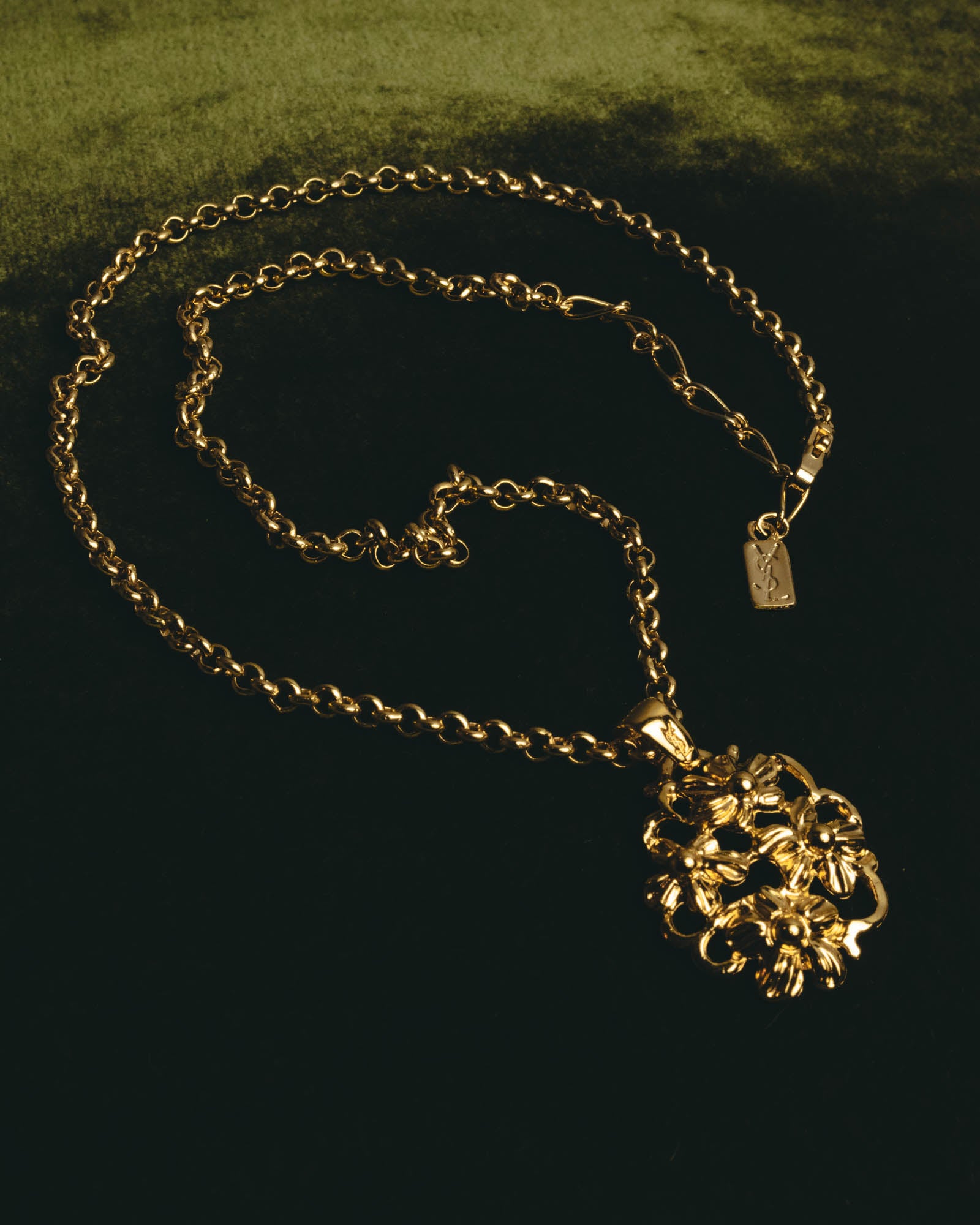 "Yves Saint Laurent" 80's-90's Sculptural floral pendant necklace