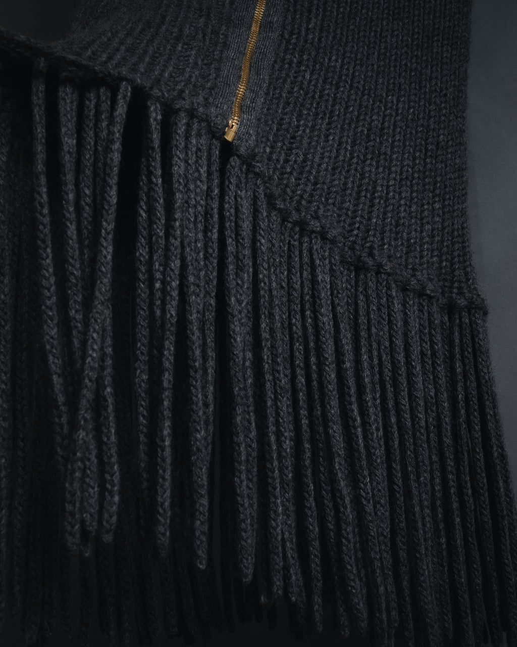"GUCCI" 2010-11AW ribbed zip-front fringe knit vest