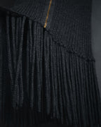 "GUCCI" 2010-11AW ribbed zip-front fringe knit vest