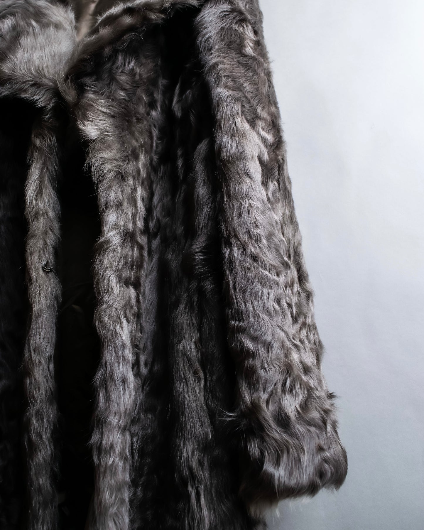 "EMBA" Large collar mid length fur coat