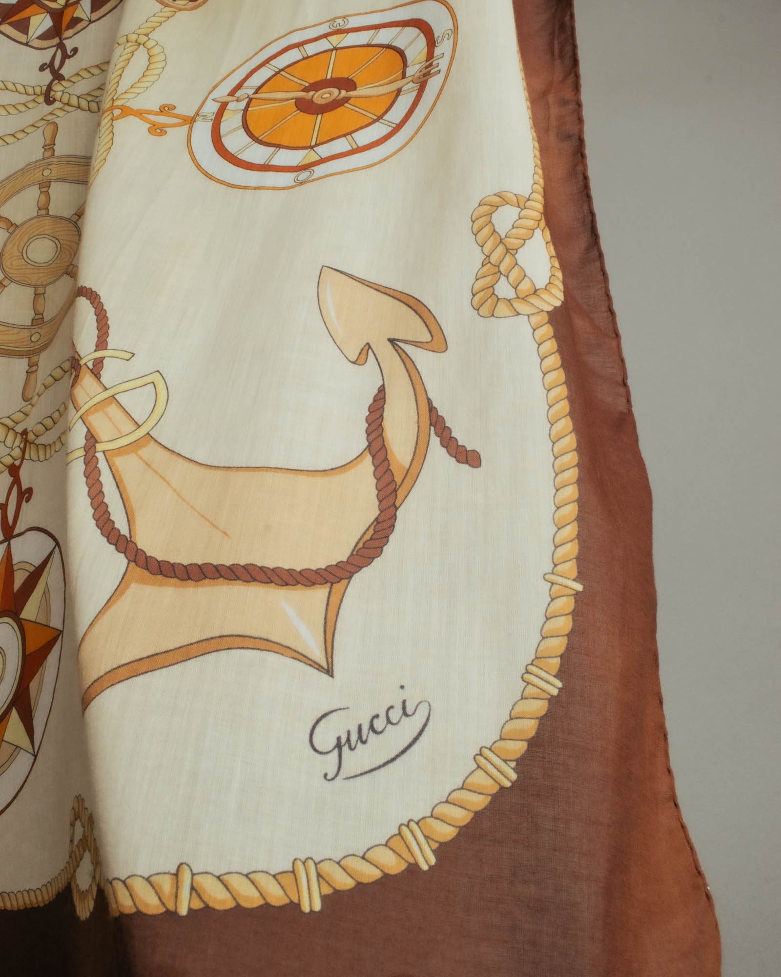 “GUCCI” 70’s-80’s nautical motif sheer scarf